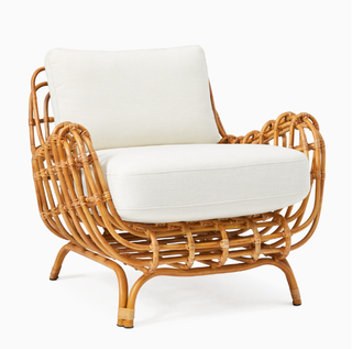 Wide rattan accent chair