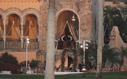 The terrace at Mar-a-Lago where President Trump dealt with his first national security crisis