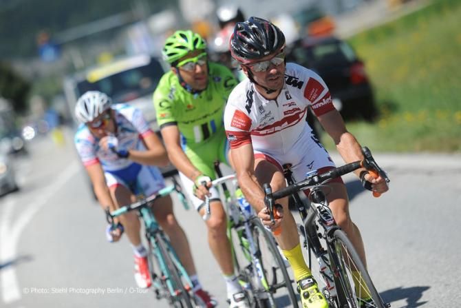 Harald Totschnig (Tirol Cycling Team) leads Federico Canuti (Cannondale), Alessandro Malaguti (Androni Giocattoli)