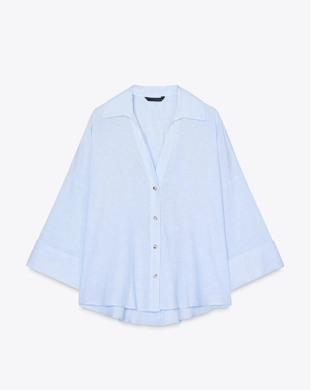 Linen Blend Wide Sleeve Shirt