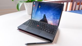 Lenovo ThinkPad X1 Fold 2022 laptop mode with keyboard