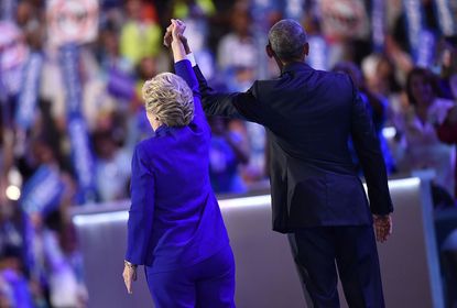 Hillary Clinton and President Obama at the DNC