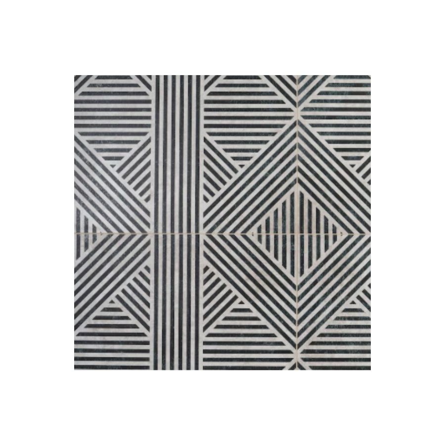 square tiles with black and white lines in geometric pattern