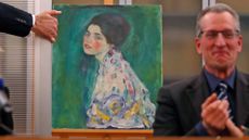 The missing Gustav Klimt painting 'Portrait of a Lady' is displayed after being stolen 23 years ago.
