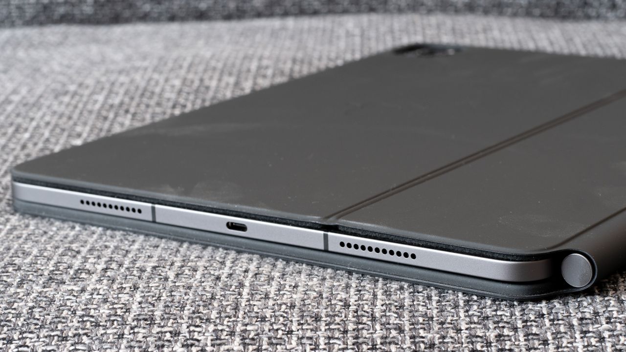 The 12.9in Apple iPad Pro lying on a couch