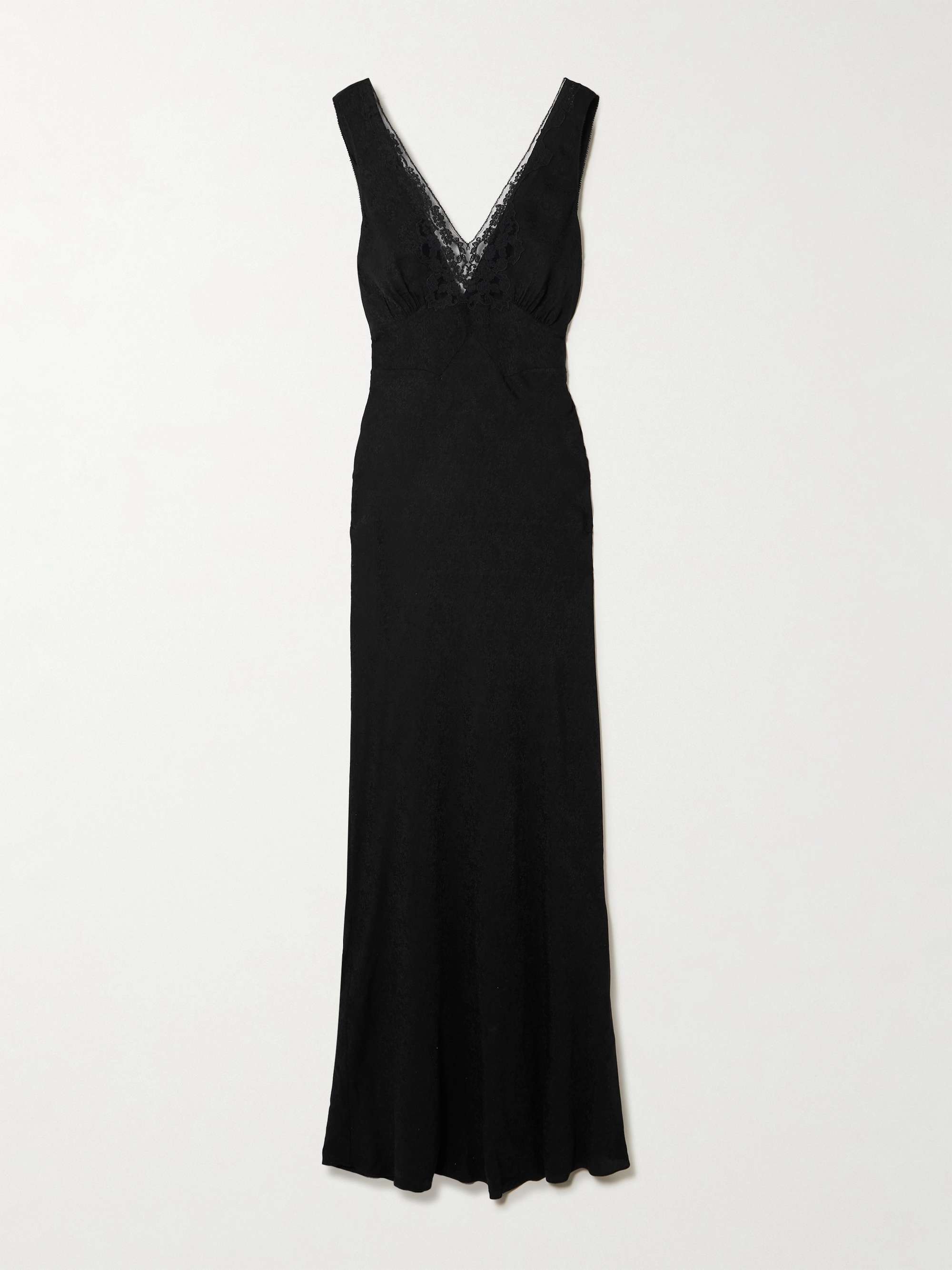 Lace-Trimmed Silk-Jacquard Gown