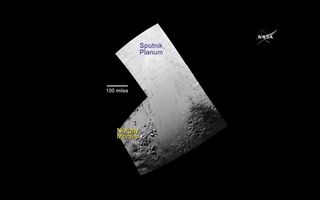 NASA's New Horizons space probe obtained this image of the Sputnik Planum and Norgay Montes regions of Pluto, released during a press briefing held on July 17, 2015, at NASA Headquarters in Washington, DC.