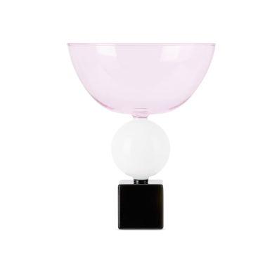 Sculptural serving bowl in pink and black.