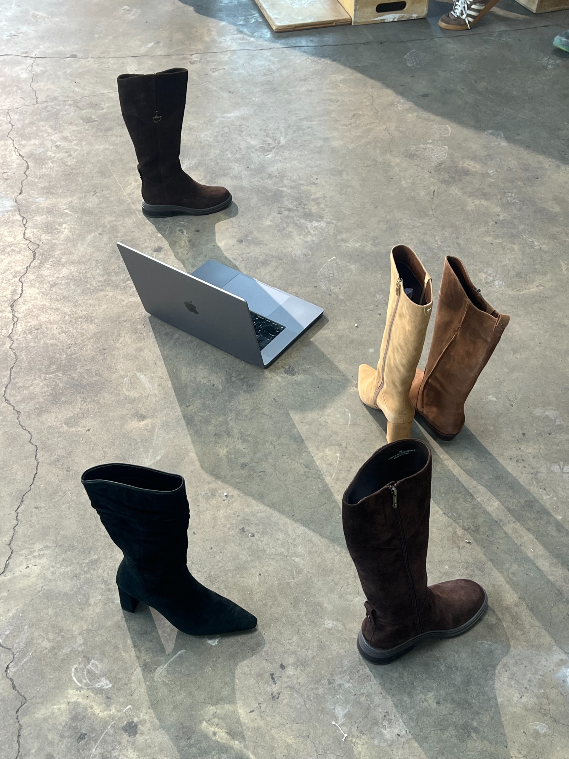 behind-the-scenes image of Naturalizer boots from Lauren Chan's edit