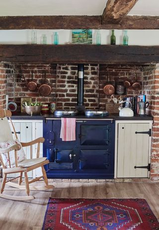 cottage kitchen with aga and brick Lovatt period living