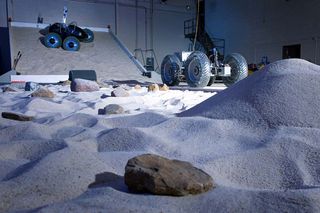 The SLOPe (Simulated Lunar Operations) laboratory at NASA's Glenn Research Center has test rigs and equipment used for studying the traction and performance of tires developed for lunar and planetary surfaces.