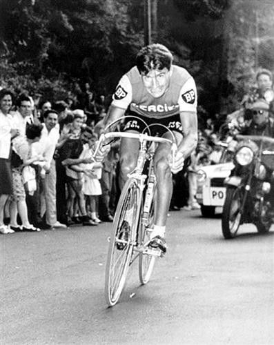 Raymond Poulidor in action in the 1966 Tour