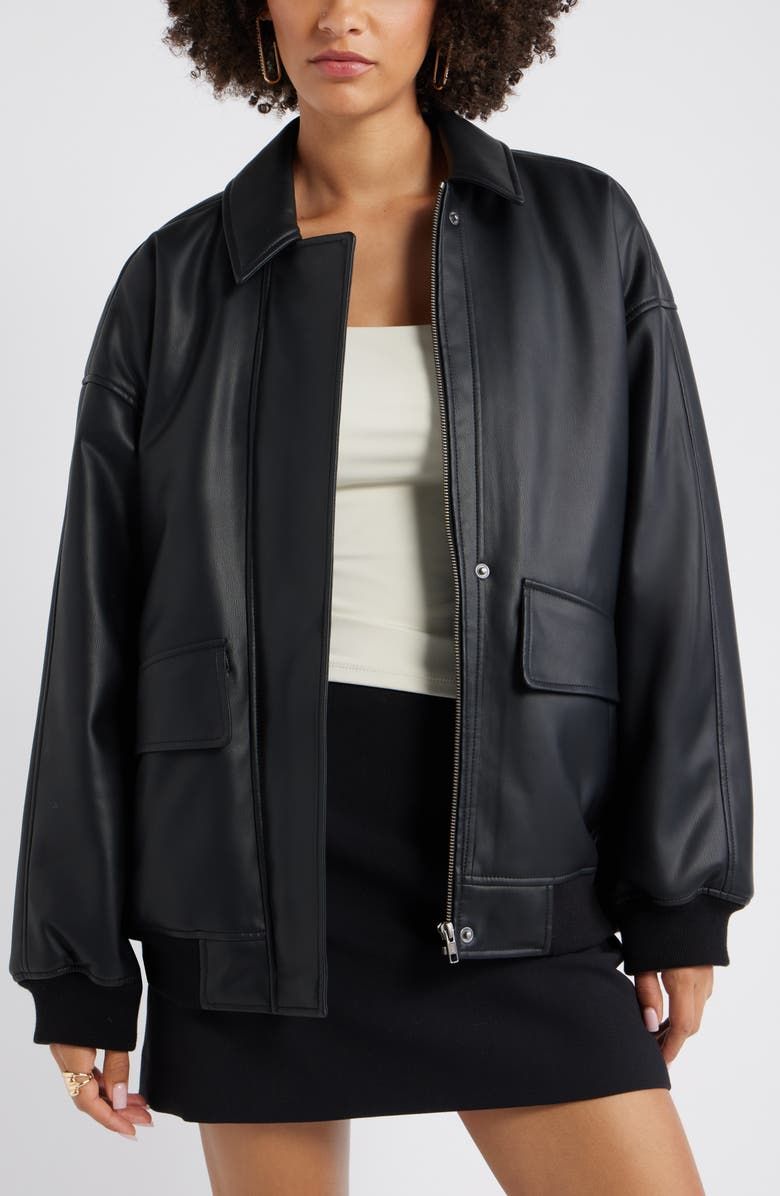Oversize Faux Leather Jacket