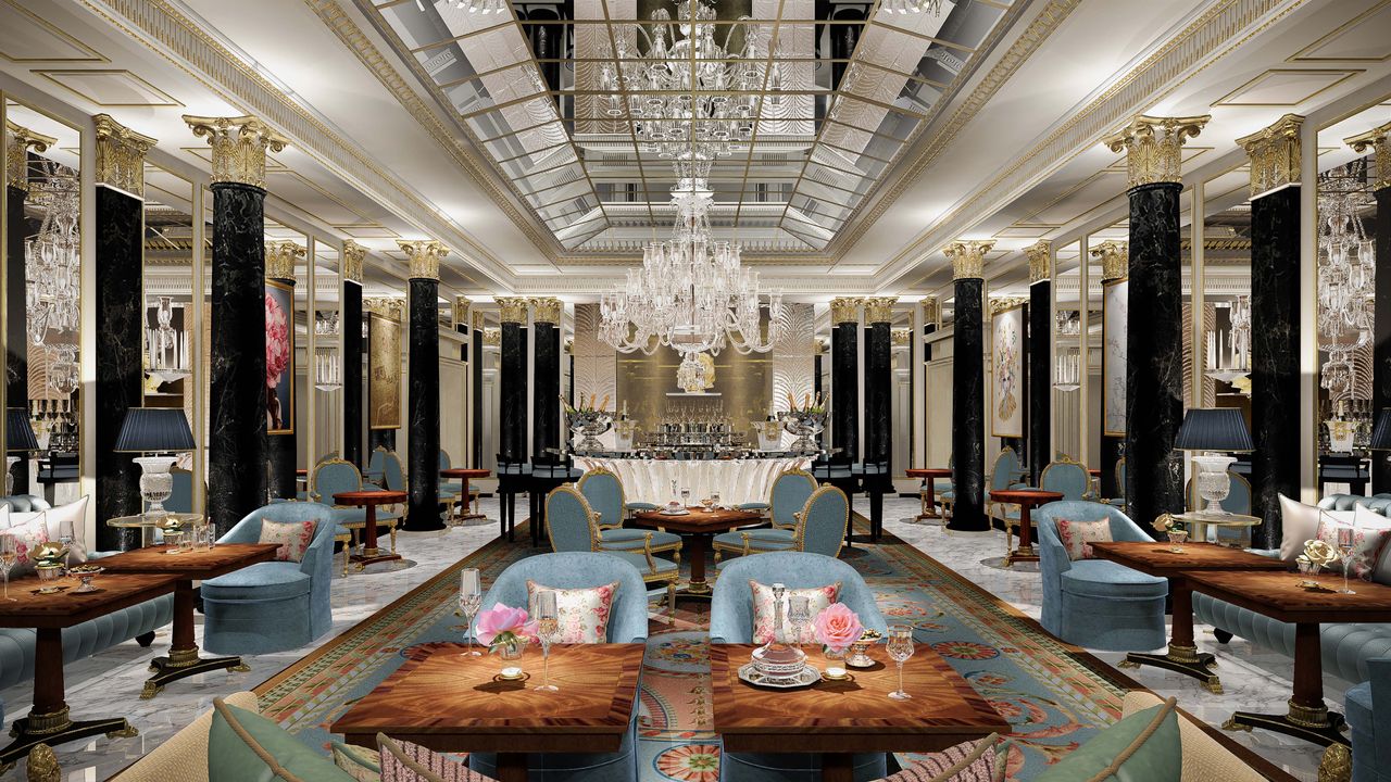 The Dorchester hotel&#039;s rendering of The Promenade bar by Pierre-Yves Rochon