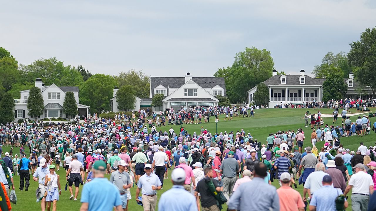 Patrons at the second hole of Augusta National