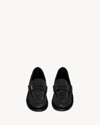 Women's Le Loafer Penny Slippers in Eel in Black