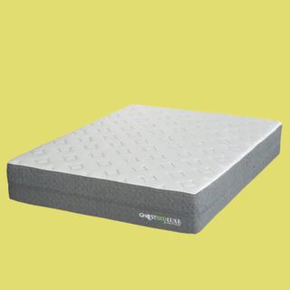 GhostBed Luxe Mattress, our top pick for the best mattress for hot sleepers, shown on a yellow background
