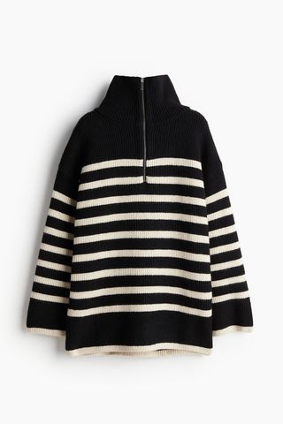 Rib-Knit Half-Zip Sweater