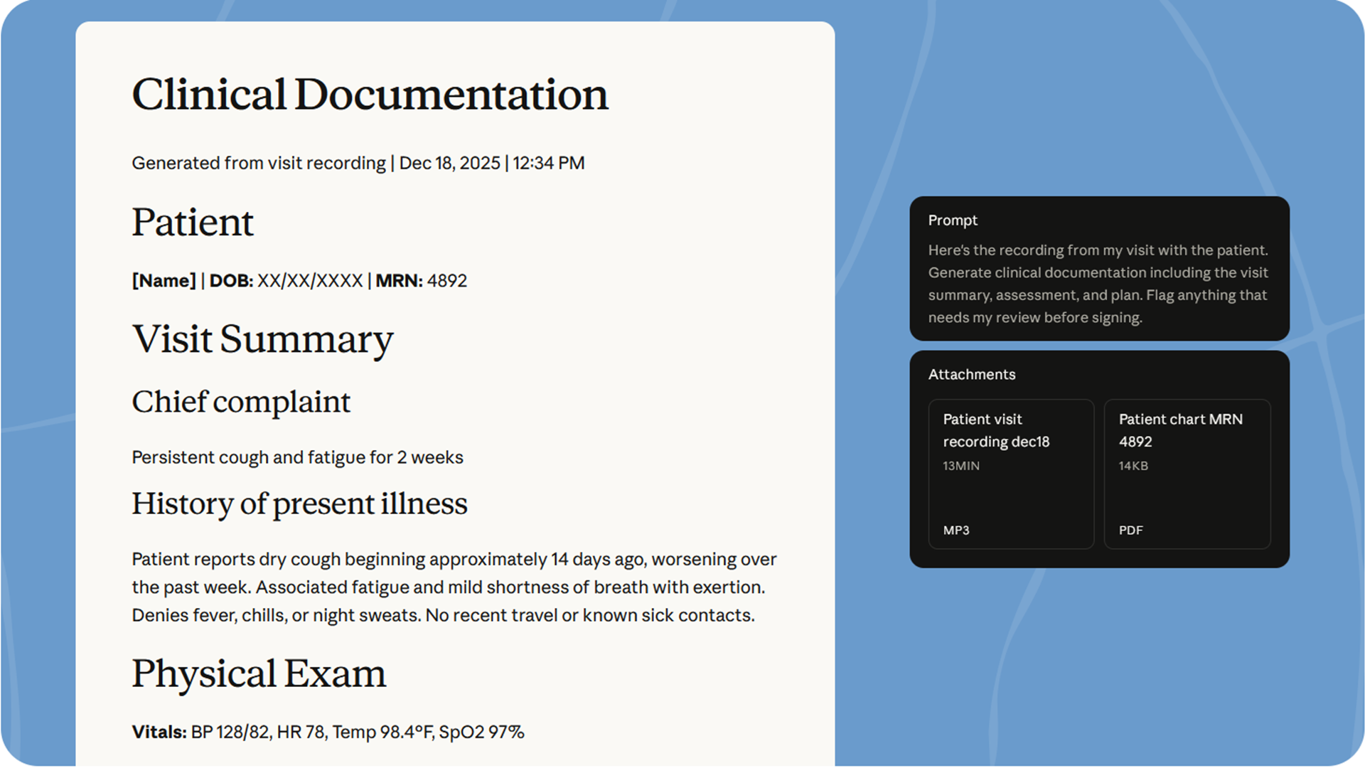 Claude sağlık ekibinize yeni katıldı ve doktorunuzun size yardımcı olmasına yardım etmeye hazır olabilir