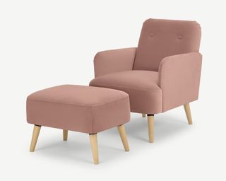 Made.com Elvi Accent Armchair & Footstool in pink