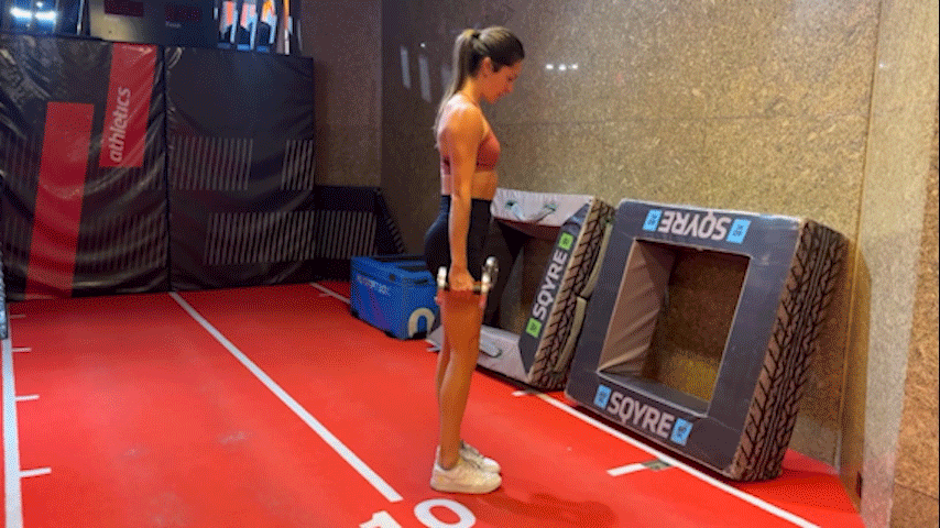 a photo of writer Lucy doing a reverse lunge