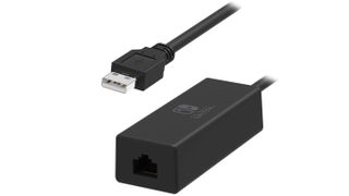 En HORI Switch LAN-adapter visas upp mot en vit bakgrund.