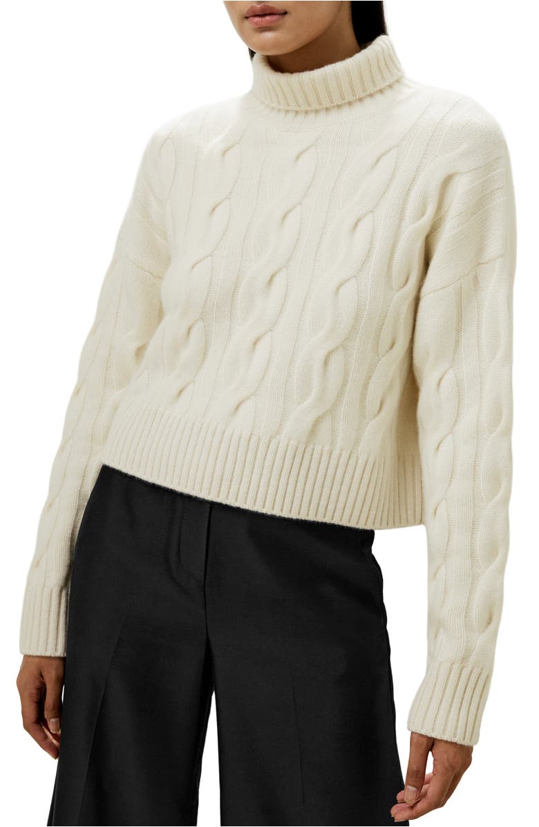 Cable Knit Cashmere Turtleneck Sweater