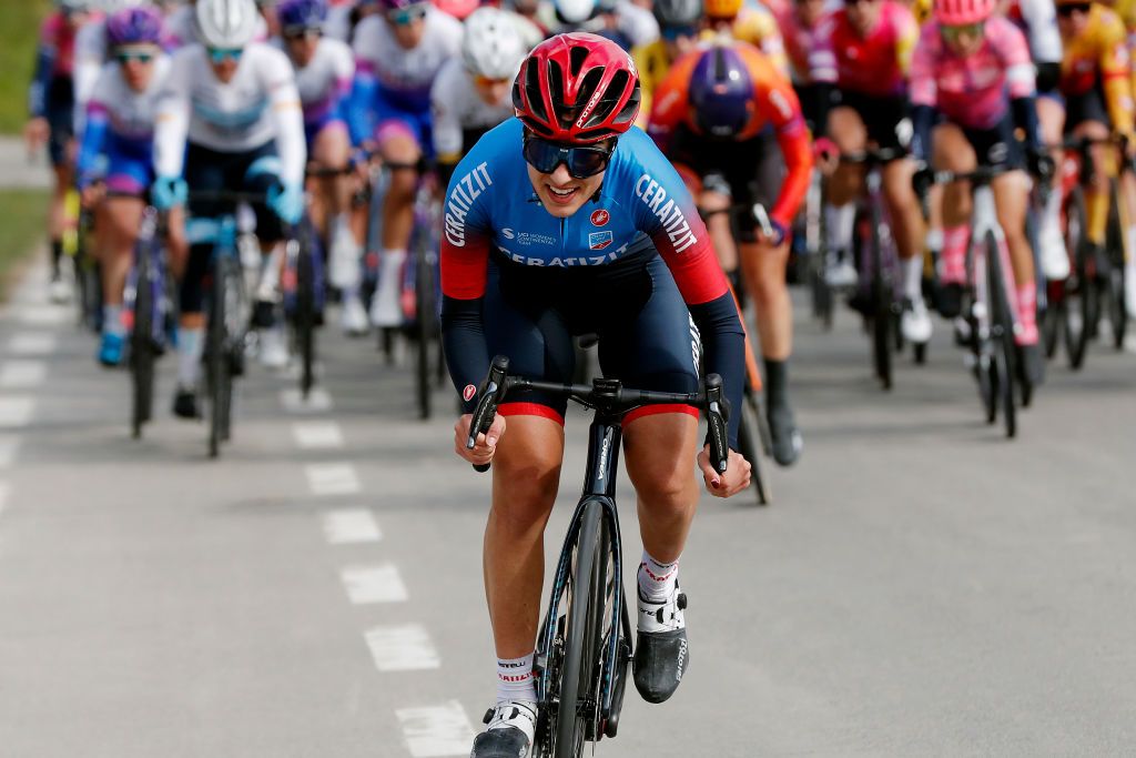 OUDENAARDE BELGIUM APRIL 03 Camilla Alessio of Italy and Ceratizit Wnt Pro Cycling Team attacks during the 19th Ronde van Vlaanderen Tour des Flandres 2022 Womens Elite a 1586km one day race from Oudenaarde to Oudenaarde RVV22 RVVwomen on April 03 2022 in Oudenaarde Belgium Photo by Bas CzerwinskiGetty Images