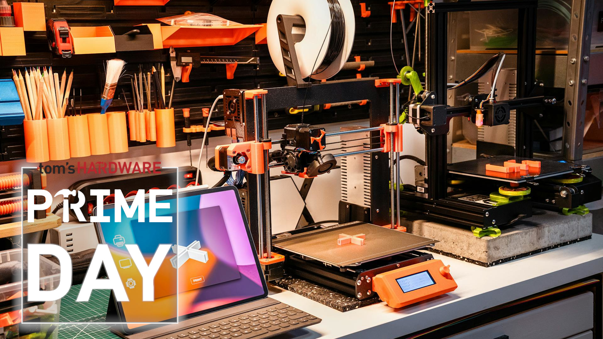 A bench full of 3D printers