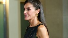 Queen Letizia of Spain black and gold