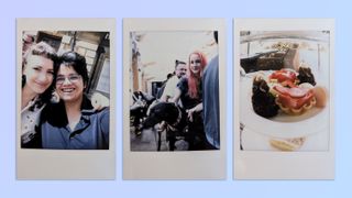 A compilation of photos taken with a matcha green Fujifilm Instax mini LiPlay 2-in-1 camera