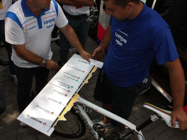 Ballan wants to make sure he doesn't overlook any of the key climbs on Stage 6. Now where are the mechanics going to put that thing