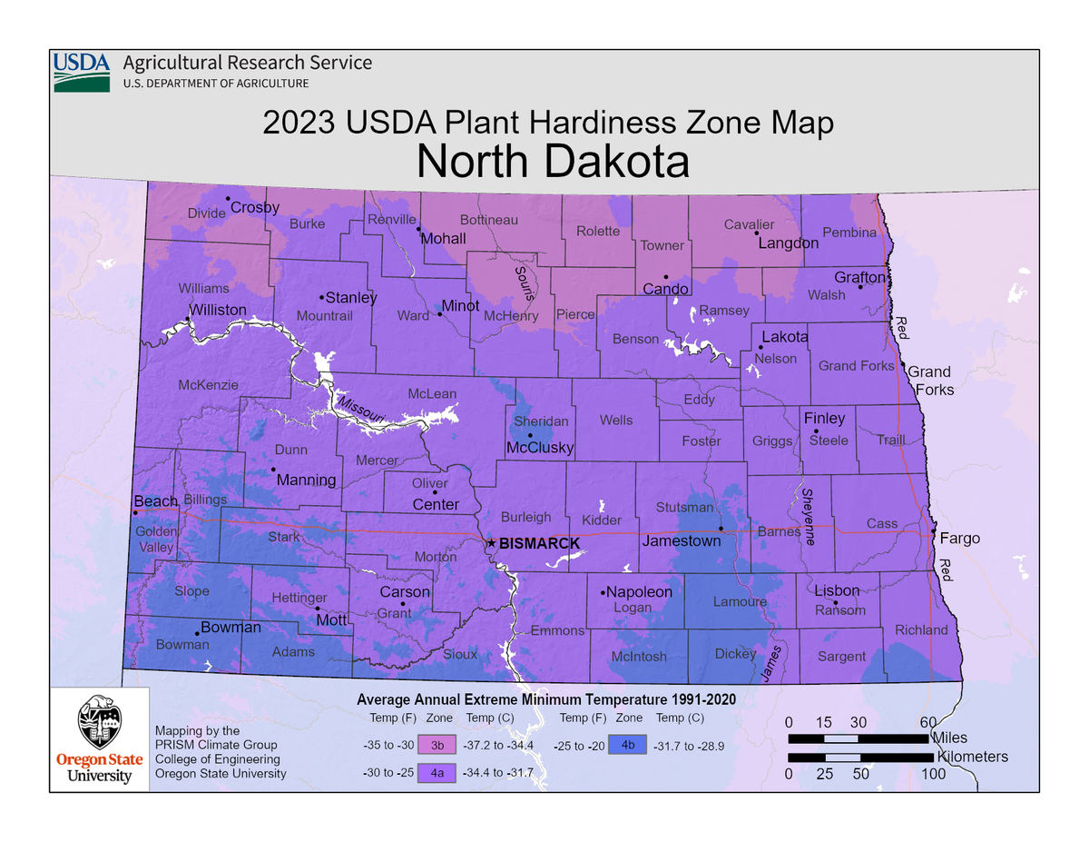 Map Of USDA Growing Zones In North Dakota Gardening Know How
