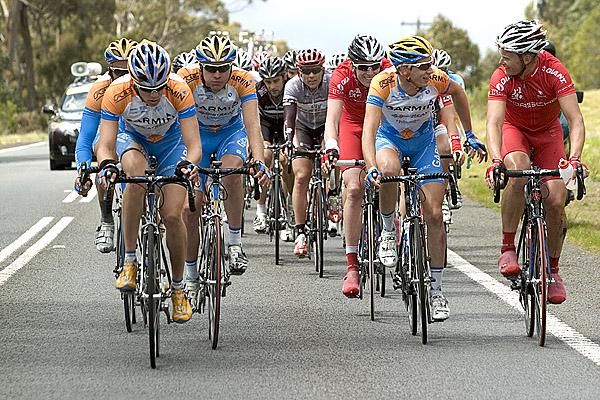 Caught, but nice try mate: Garmin Slipstream's Ricardo Van Der Velde lets Drapac Porsche's Stuart Shaw know his break was acknowledged back in the bunch.