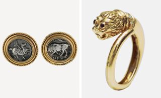 Bulgari Monete ring and lions head ring