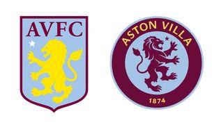 The current Aston Villa logo and the new Aston Villa logo side by side