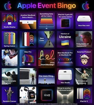 Apple Event bingo card