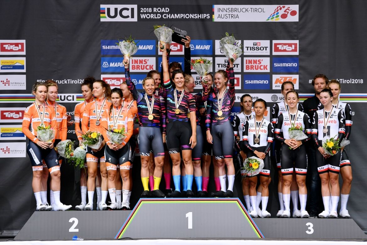 Canyon-SRAM beat Boels Dolmans and Sunweb to win the 2018 Worlds team time trial.