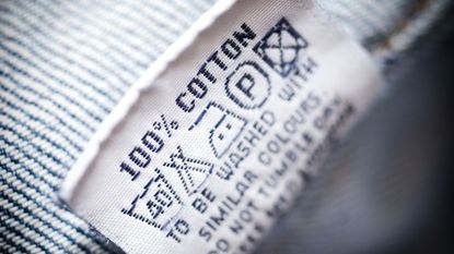 Laundry symbols on clothing label