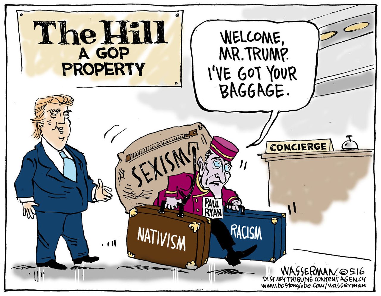 Political Cartoon U.S. trump Baggage