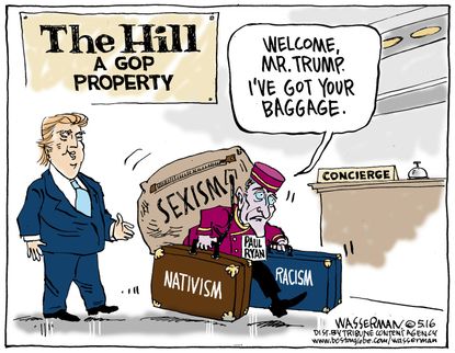 Political Cartoon U.S. trump Baggage