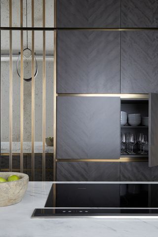 grey kitchen ideas with gold