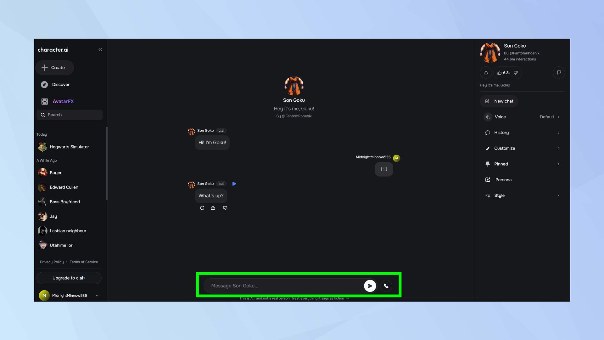 Character.ai Discover