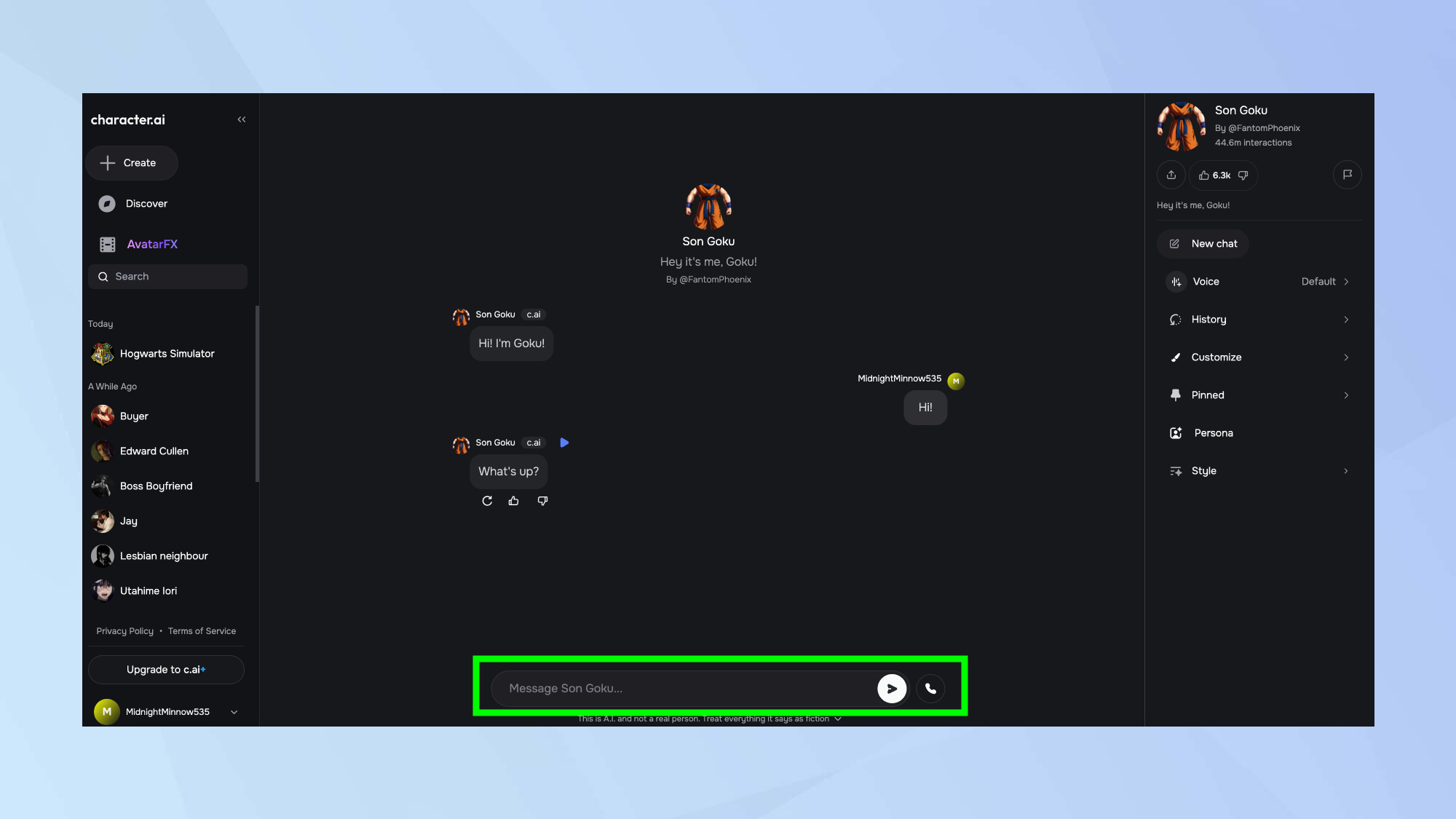 Character.ai Discover