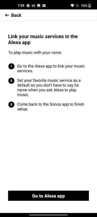 Sonos Alexa Setup Screen