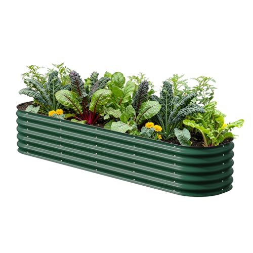 Vego Garden Raised Garden Bed Kits, 17" Tall 9 in 1 8ft X 2ft Metal Raised Planter Bed for Vegetables Flowers Ground Planter Box-British Green