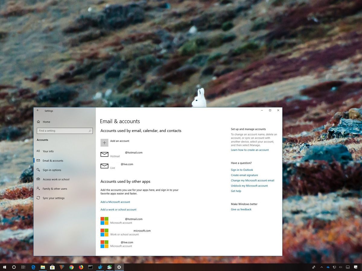 How To Manage Email And Account Settings On Windows 10 Windows Central 1221