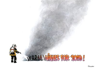 World Climate change 2019 firefighter warm wishes