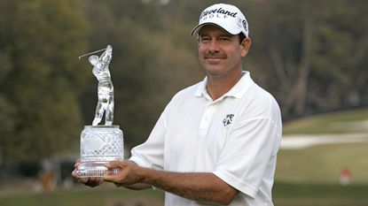 Bart Bryant poses with the trophy after winning the 2005 Tour Championship
