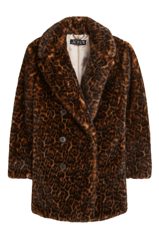 J.Crew Faux-Fur Peacoat in Leopard Print